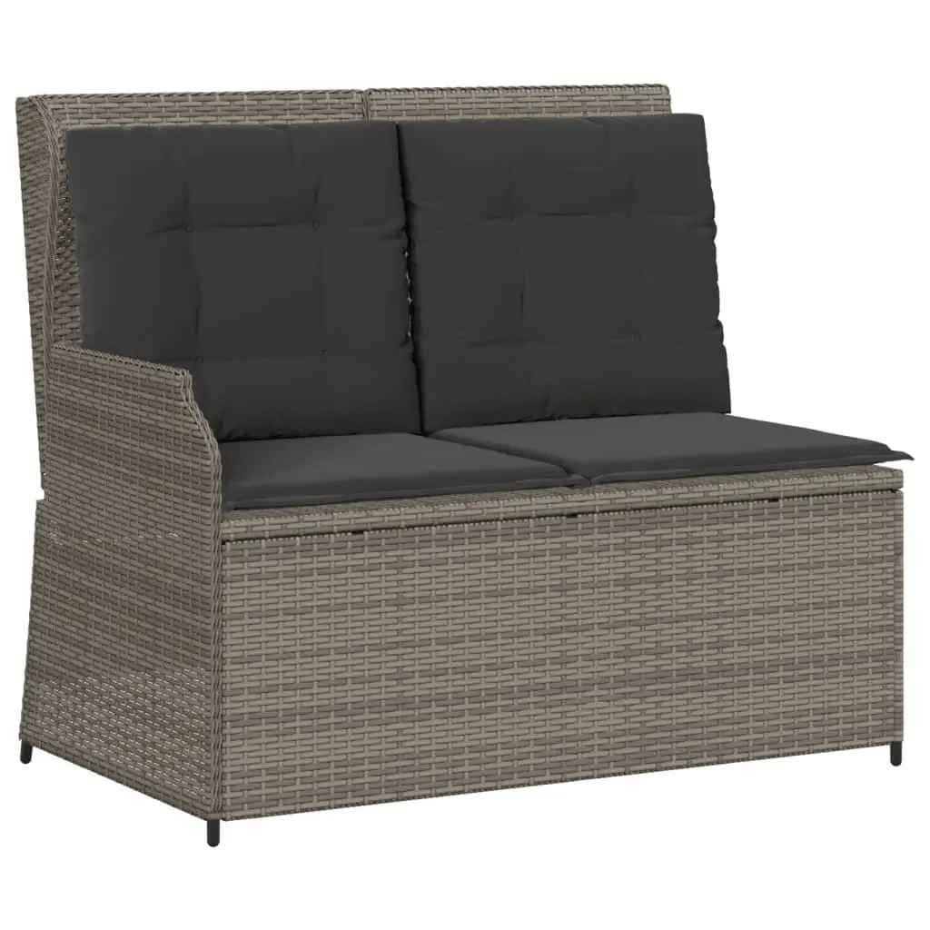 4 Piece Garden Lounge Set Grey Poly Rattan Patio Sofa Chair Adjustable Backrest