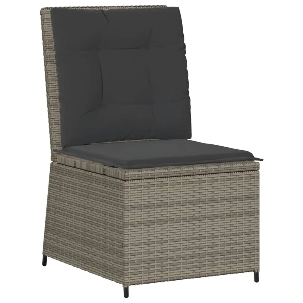 Garden Lounge Set Grey 5 Piece Outdoor Furniture Adjustable Backrest Removable Cushion Covers