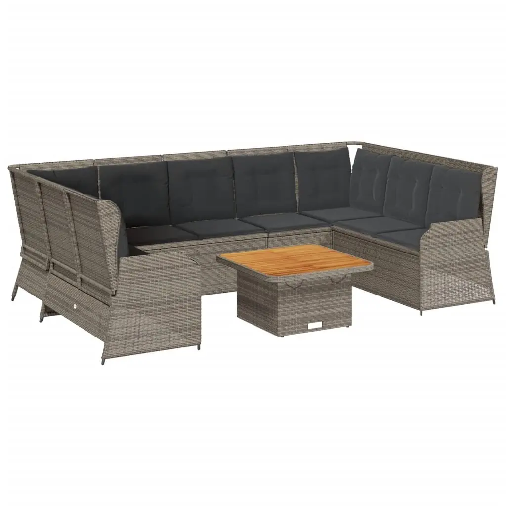 Garden Lounge Set 7 Pieces Grey Poly Rattan Outdoor Furniture Patio with