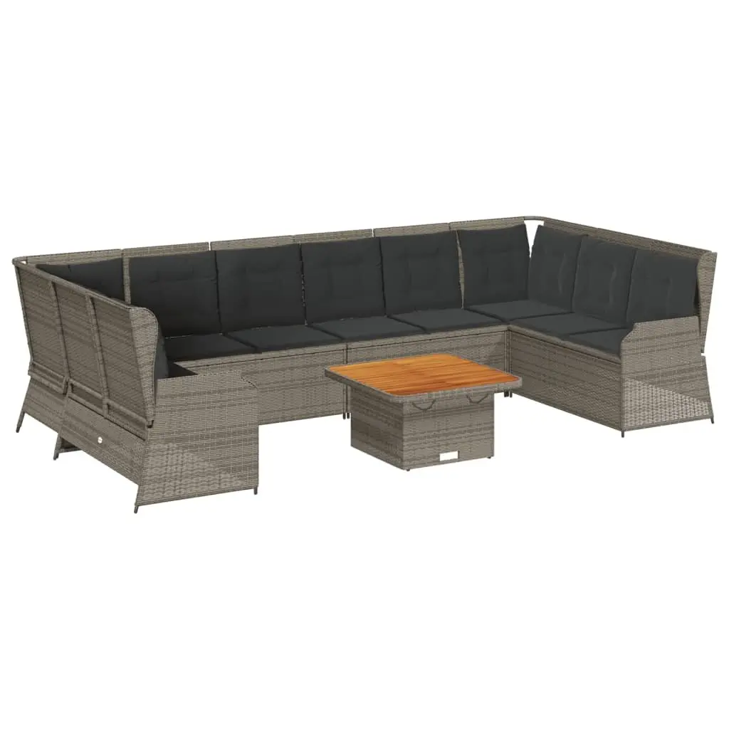 Garden Lounge Set Grey 7 Piece Outdoor Furniture Poly Rattan Patio Sofa Chair