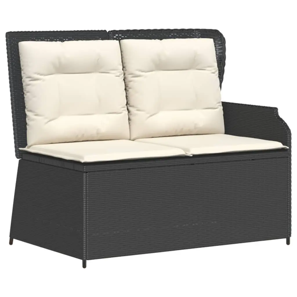 Garden Sofa Set Black 3 Piece Adjustable Backrest Removable Cushion Covers