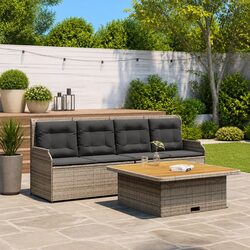 3 Piece Garden Sofa Set in Grey