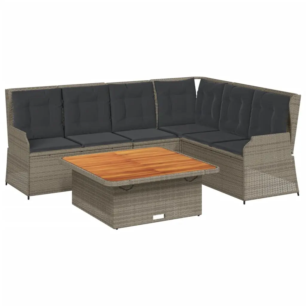 Garden Lounge Set Grey 5 Piece Outdoor Furniture Poly Rattan Adjustable Backrest