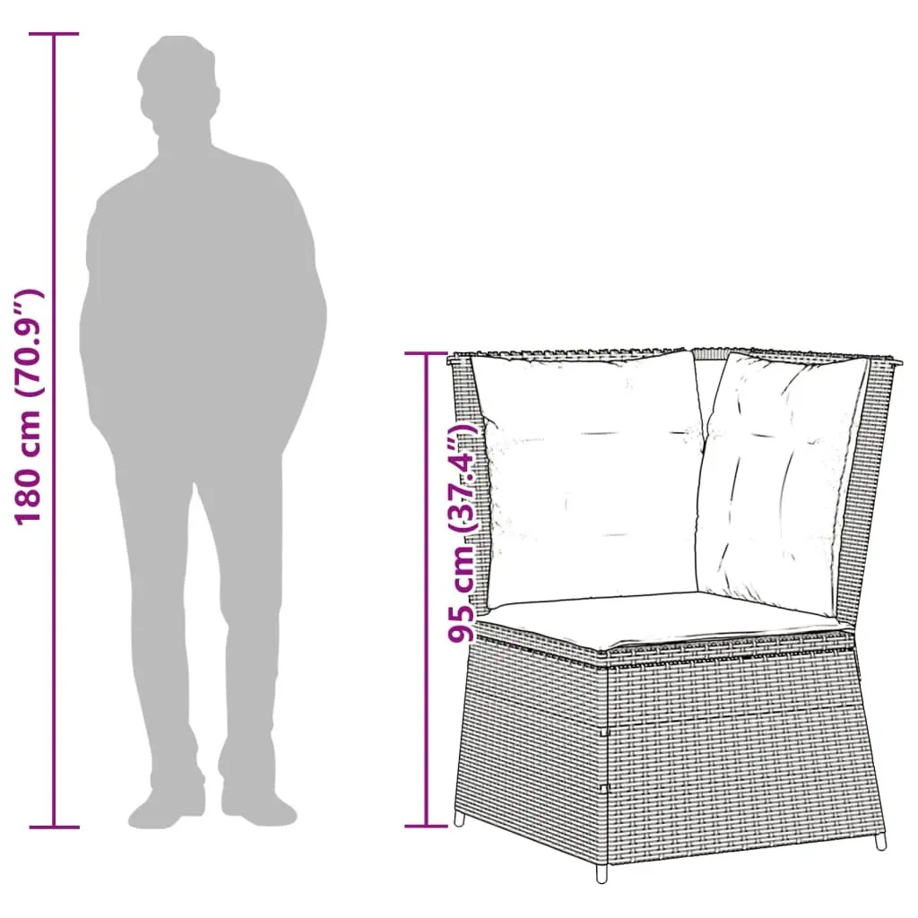 Garden Lounge Set Grey 5 Piece Outdoor Furniture Poly Rattan Adjustable Backrest
