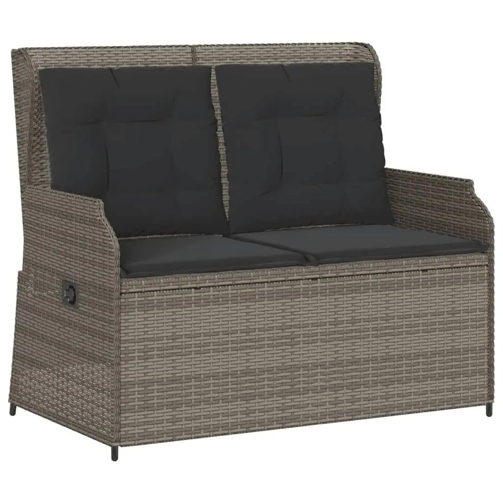 3 Piece Garden Lounge Set Grey Cushions Adjustable Backrest Outdoor Furniture