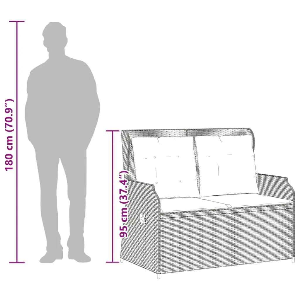 3 Piece Garden Lounge Set Grey Cushions Adjustable Backrest Outdoor Furniture