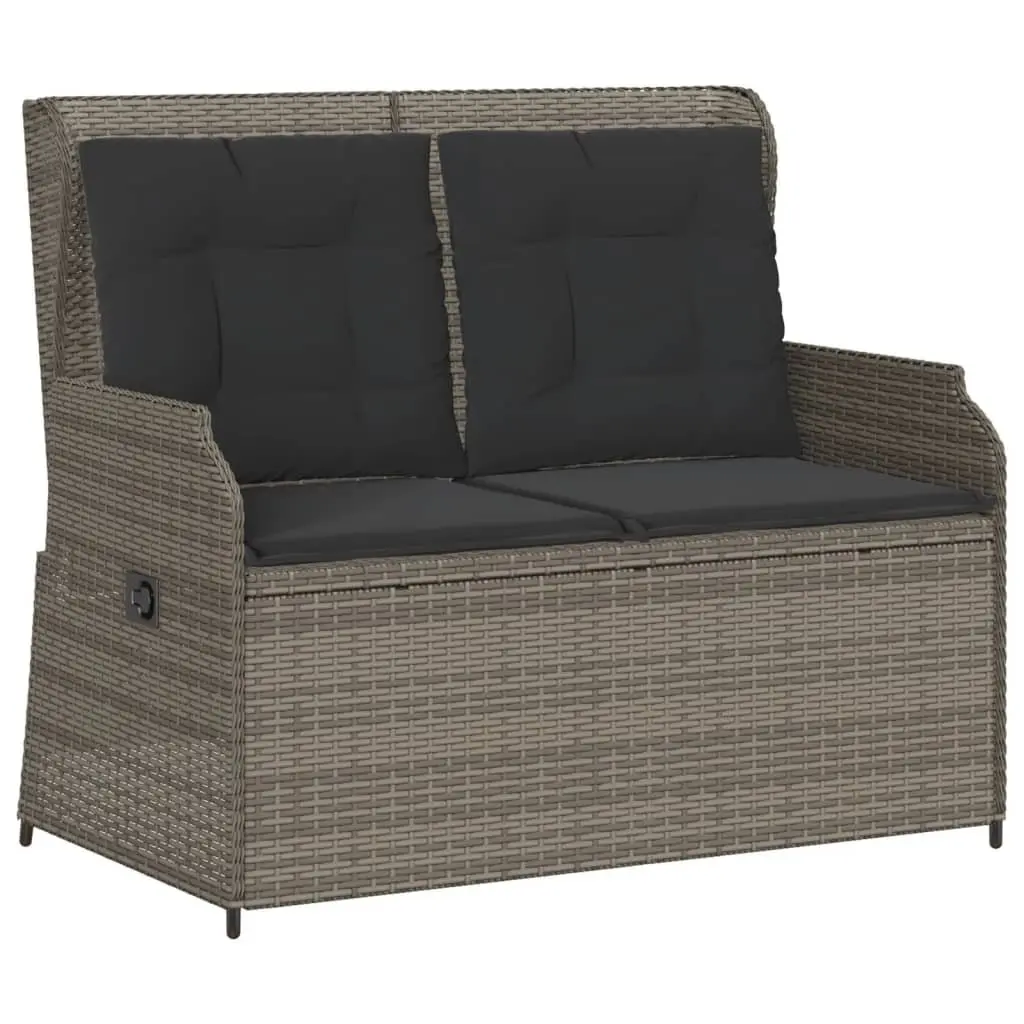 Garden Lounge Set Grey 3 Piece Outdoor Furniture Adjustable Backrest Thick Cushions