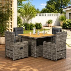 5-Piece Grey Outdoor Dining Set