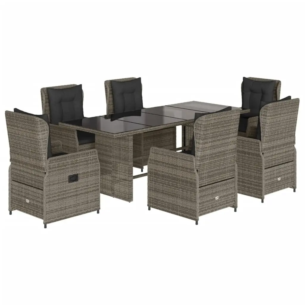 Garden Dining Set 7 Piece Outdoor Furniture Grey Poly Rattan Cushions Patio