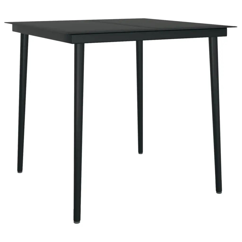 5 Piece Outdoor Garden Dining Set Black PE Rattan Cushions Tempered Glass Table