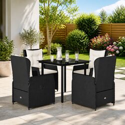 Concise Black Garden Dining Set for Outdoor Dining