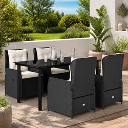 Sleek Black Outdoor Dining Set – 5-Piece Essential