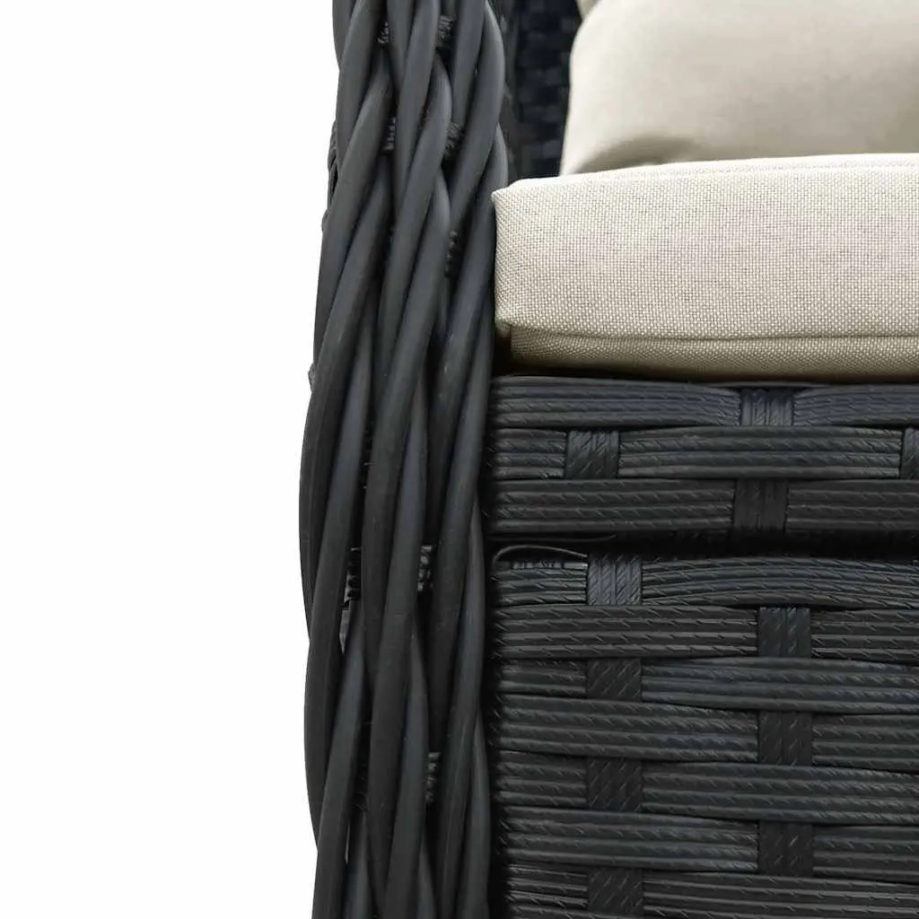 Black Garden Dining Set 5 Piece Outdoor Furniture Poly Rattan with Cushions