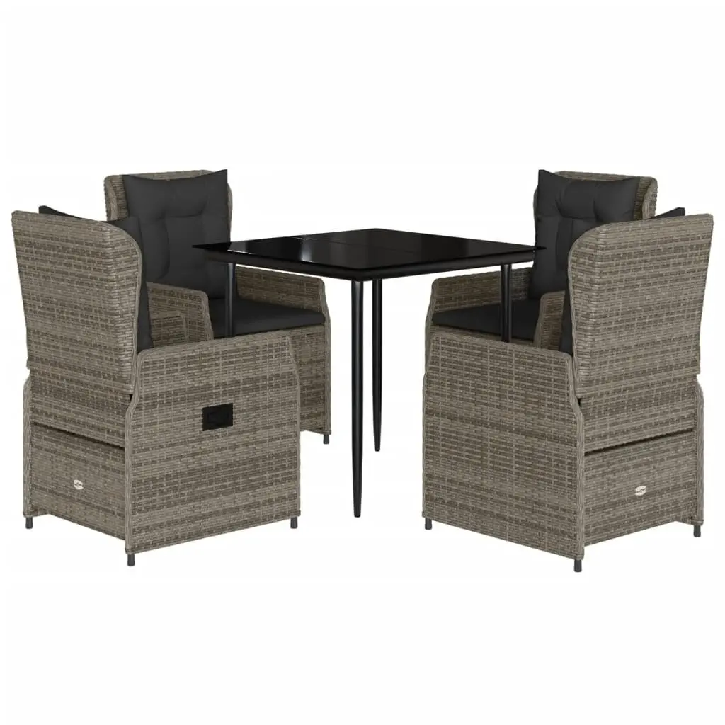 Garden Dining Set 5 Piece Outdoor Patio Furniture Grey Poly Rattan Chairs Table