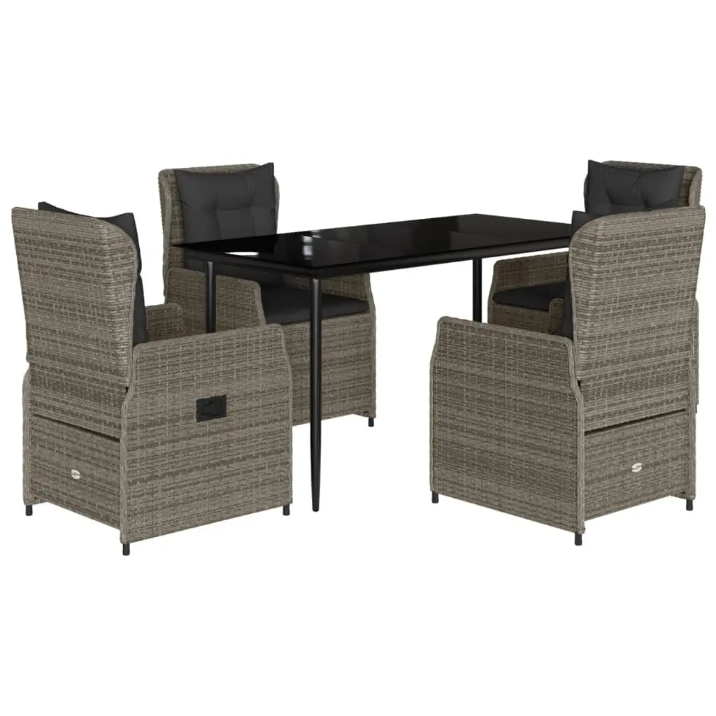 Garden Dining Set Grey 5 Piece Outdoor Furniture Poly Rattan Table Chairs