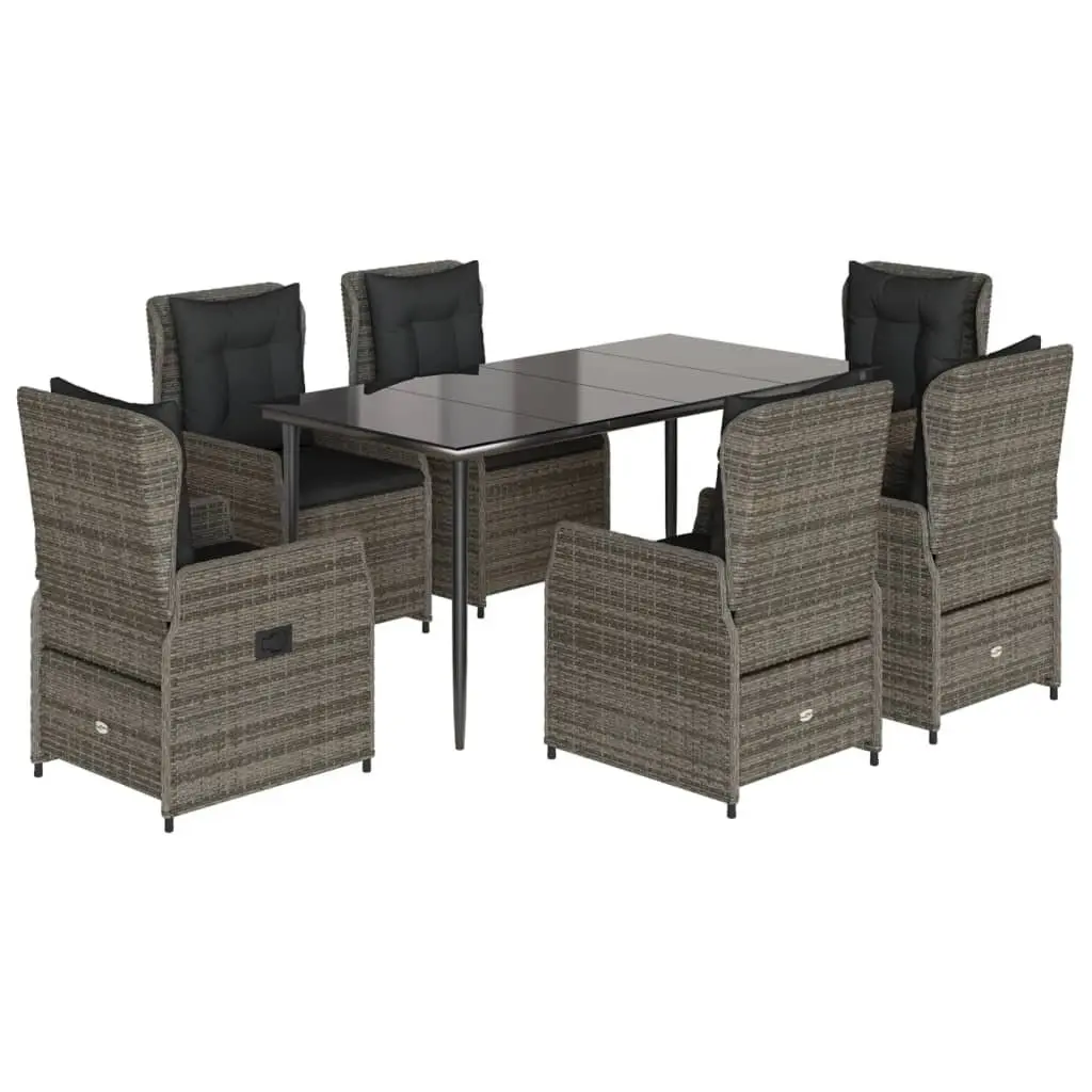 Garden Dining Set 7 Piece Outdoor Furniture Rattan Chairs Table with Cushions