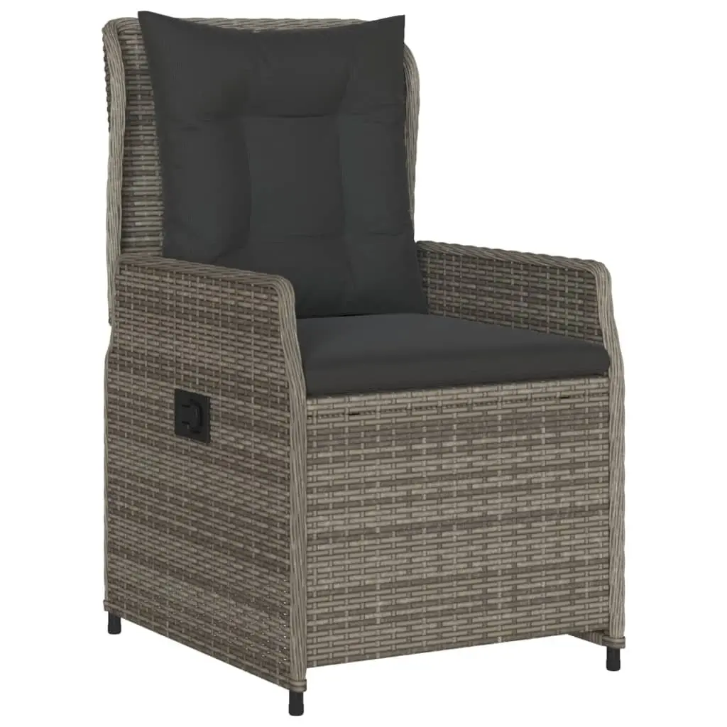 5 Piece Garden Dining Set Outdoor Furniture Grey Poly Rattan with Cushions Patio