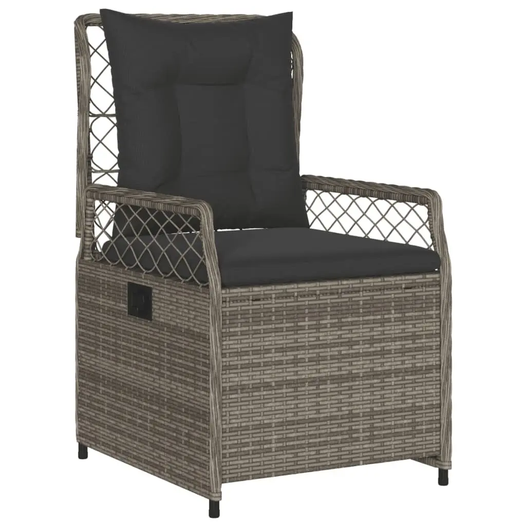 7 Piece Garden Dining Set Outdoor Furniture Grey Poly Rattan Chairs Table