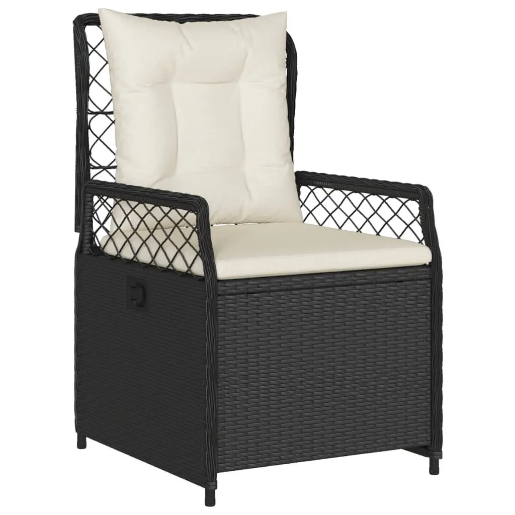 Garden Dining Set 3 Piece Outdoor Furniture with Cushions Black Poly Rattan