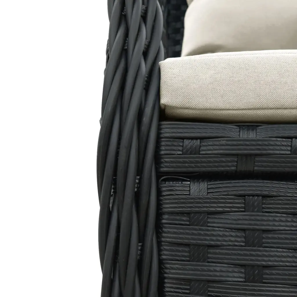 Garden Dining Set 3 Piece Outdoor Furniture with Cushions Black Poly Rattan