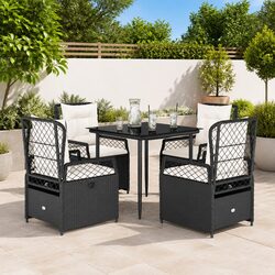 5 Piece Black Outdoor Dining Set for Garden and Patio