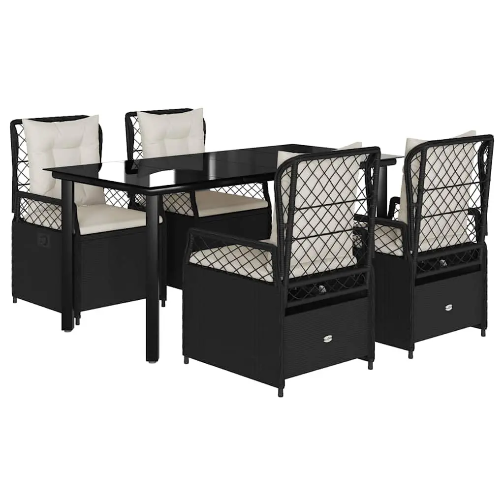 5-Piece Black Rattan Dining Set for Outdoor Spaces