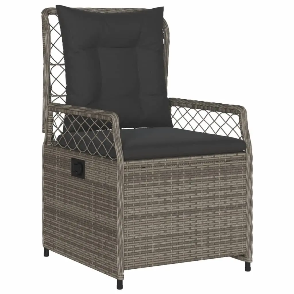 Garden Dining Set Grey 3 Piece Outdoor Furniture Poly Rattan with Cushions