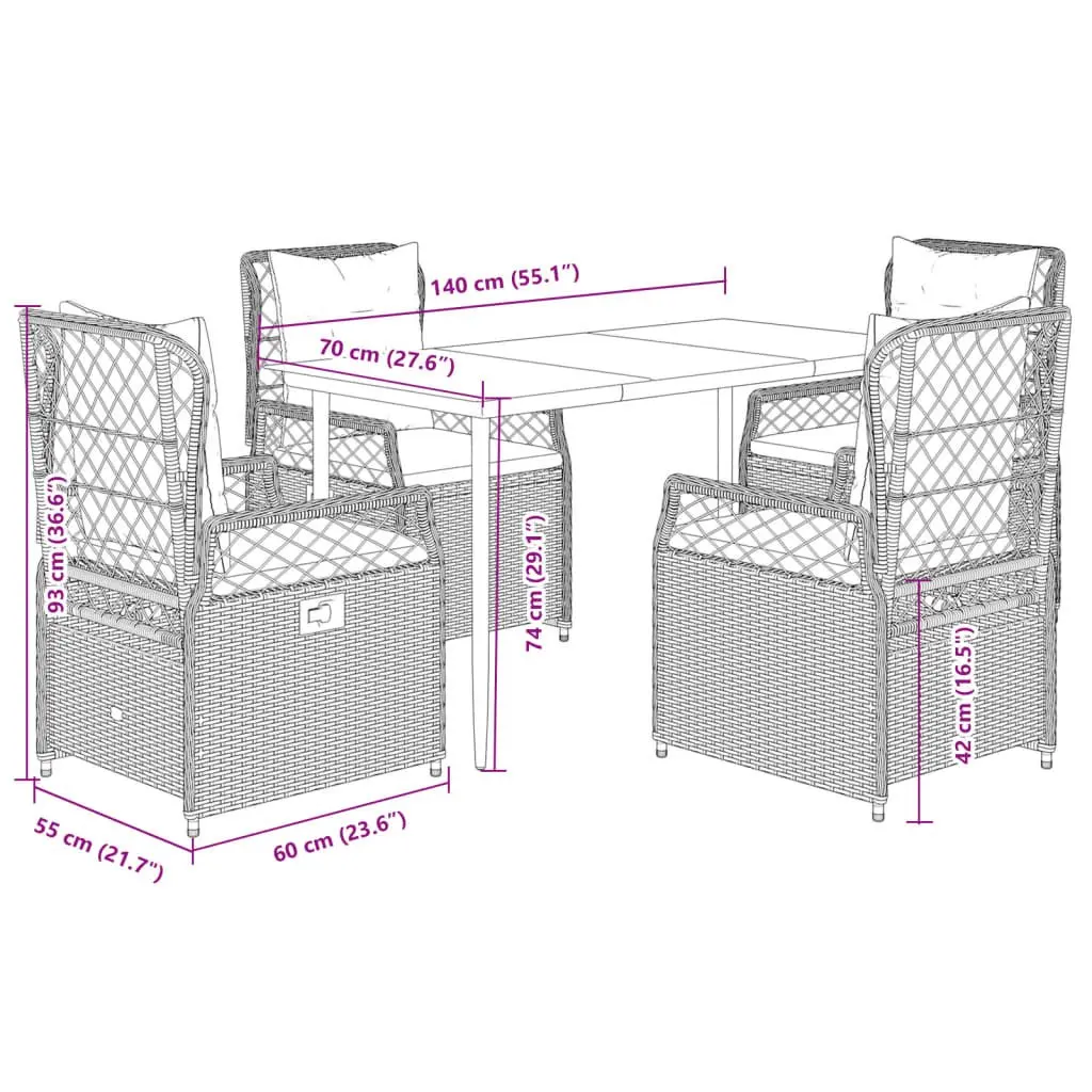 5 Piece Outdoor Dining Set with Easy Maintenance