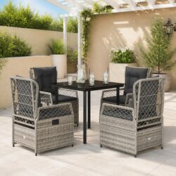 Garden Dining Set 5 Piece PE Rattan Chairs Table Outdoor Patio Furniture Grey