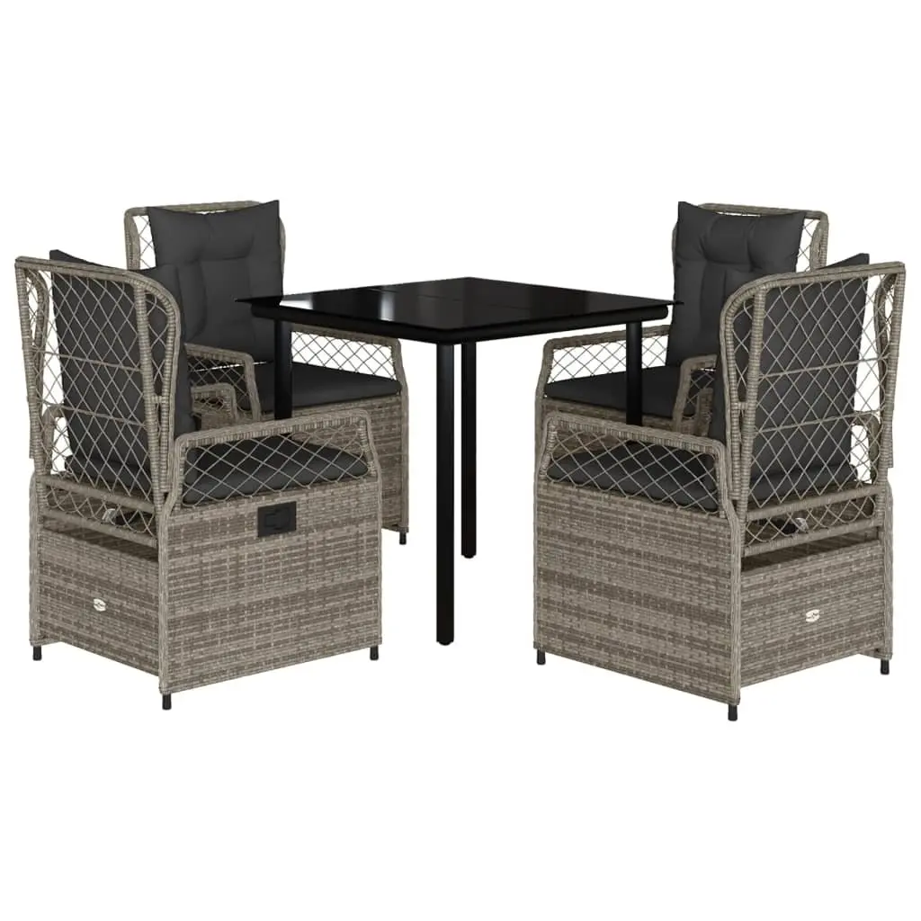 Garden Dining Set 5 Piece PE Rattan Chairs Table Outdoor Patio Furniture Grey