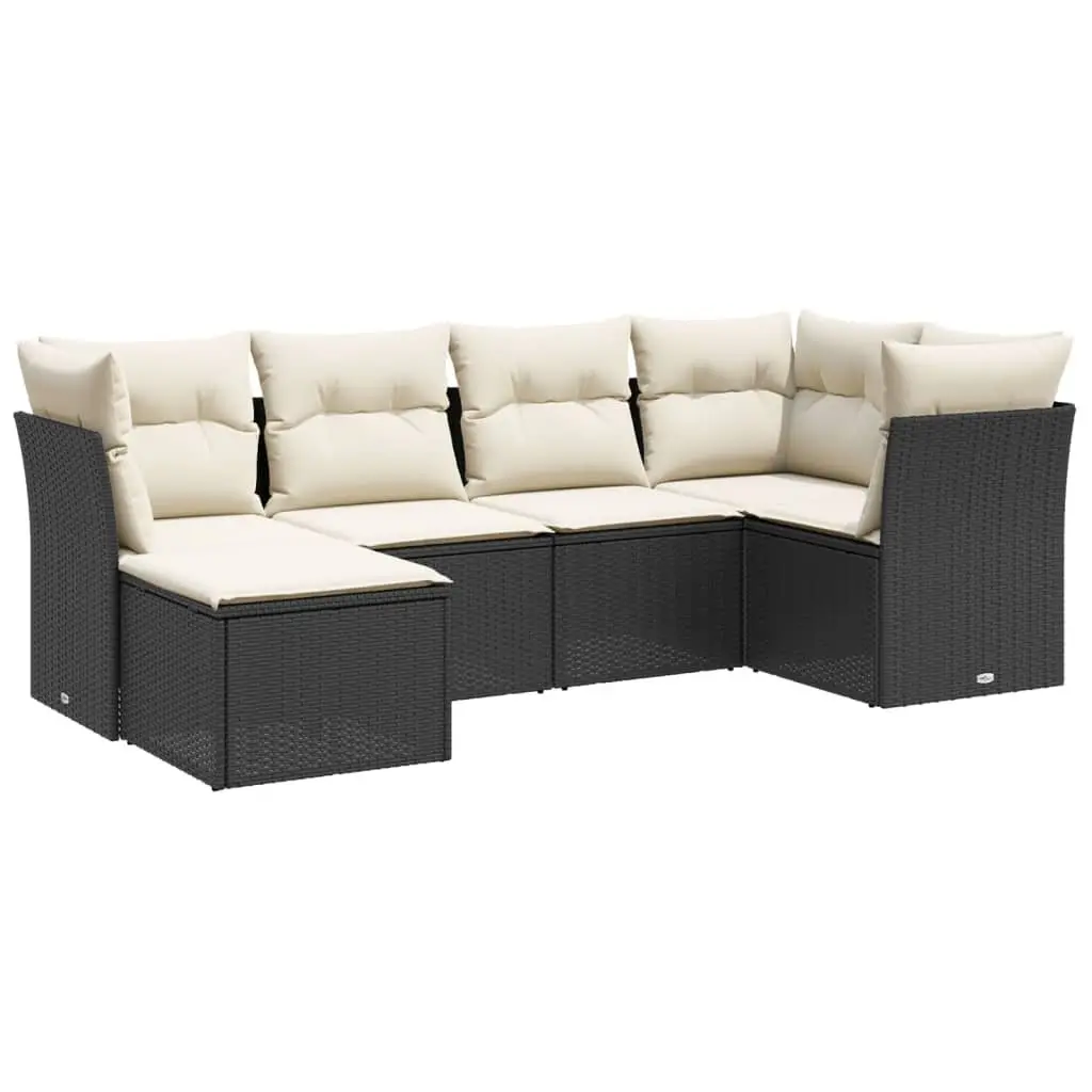 Garden Sofa Set 6 Piece Outdoor Furniture Patio Seating Black Poly Rattan