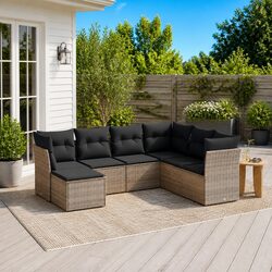 7-Piece Outdoor Garden Sofa Set with Comfortable Cushions