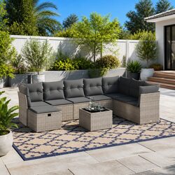 9-Piece Grey Garden Sofa Set for Outdoor Relaxation