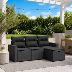4 Piece Garden Sofa Set with Cushions for Outdoors