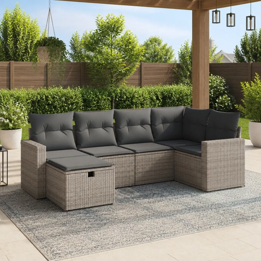 6 Piece Garden Sofa Set in Grey for Relaxation