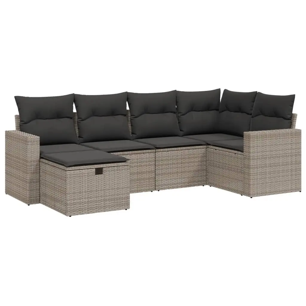 6 Piece Garden Sofa Set in Grey for Relaxation