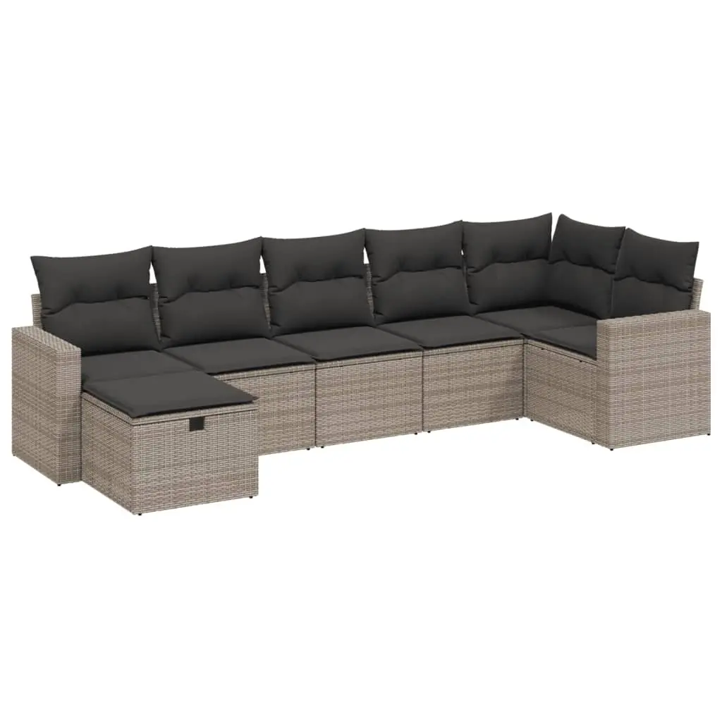 7 Piece Garden Sofa Set with Cushions Grey Outdoor Patio Furniture Modular