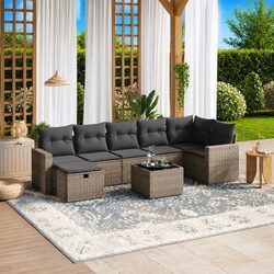 8-Piece Grey Outdoor Furniture Set with Cushions