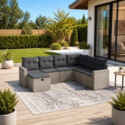 7 Piece Garden Sofa Set Outdoor Furniture Patio Sectional Lounge with Cushions