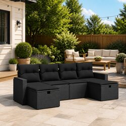 Compact and Strong 6 Piece Garden Sofa Set