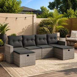 6 Piece Grey Garden Sofa Set: Stylish and Durable