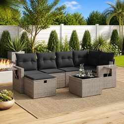 7 Piece Garden Sofa Set Outdoor Furniture Patio Seating with Cushions Grey