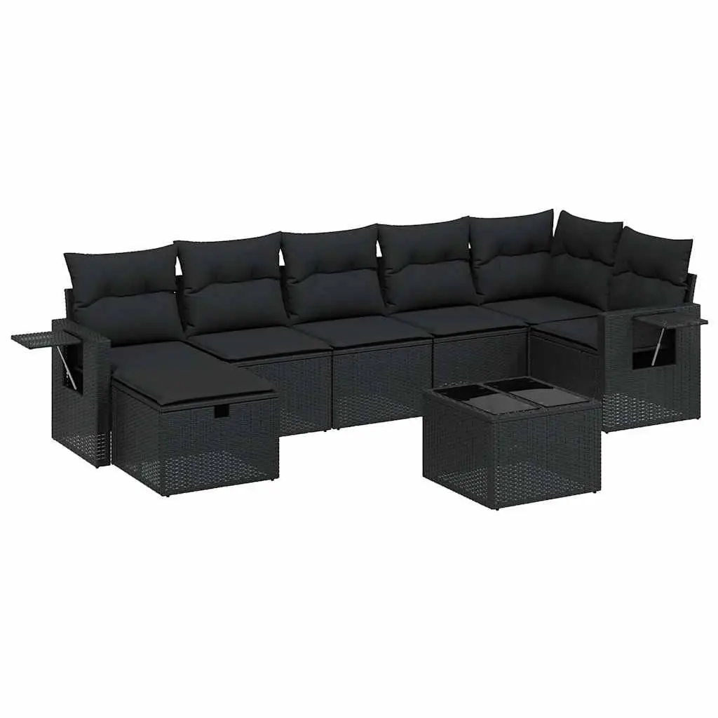 Garden Sofa Set 8 Piece Outdoor Furniture Black Poly Rattan Patio Lounge Seating