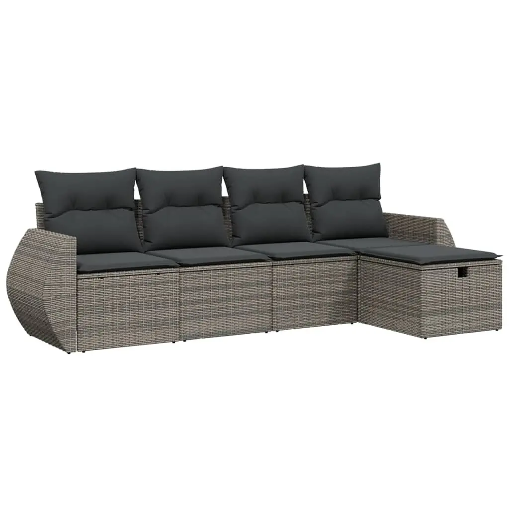 5 Piece Garden Sofa Set with Cushions Grey Outdoor Patio Furniture Modular