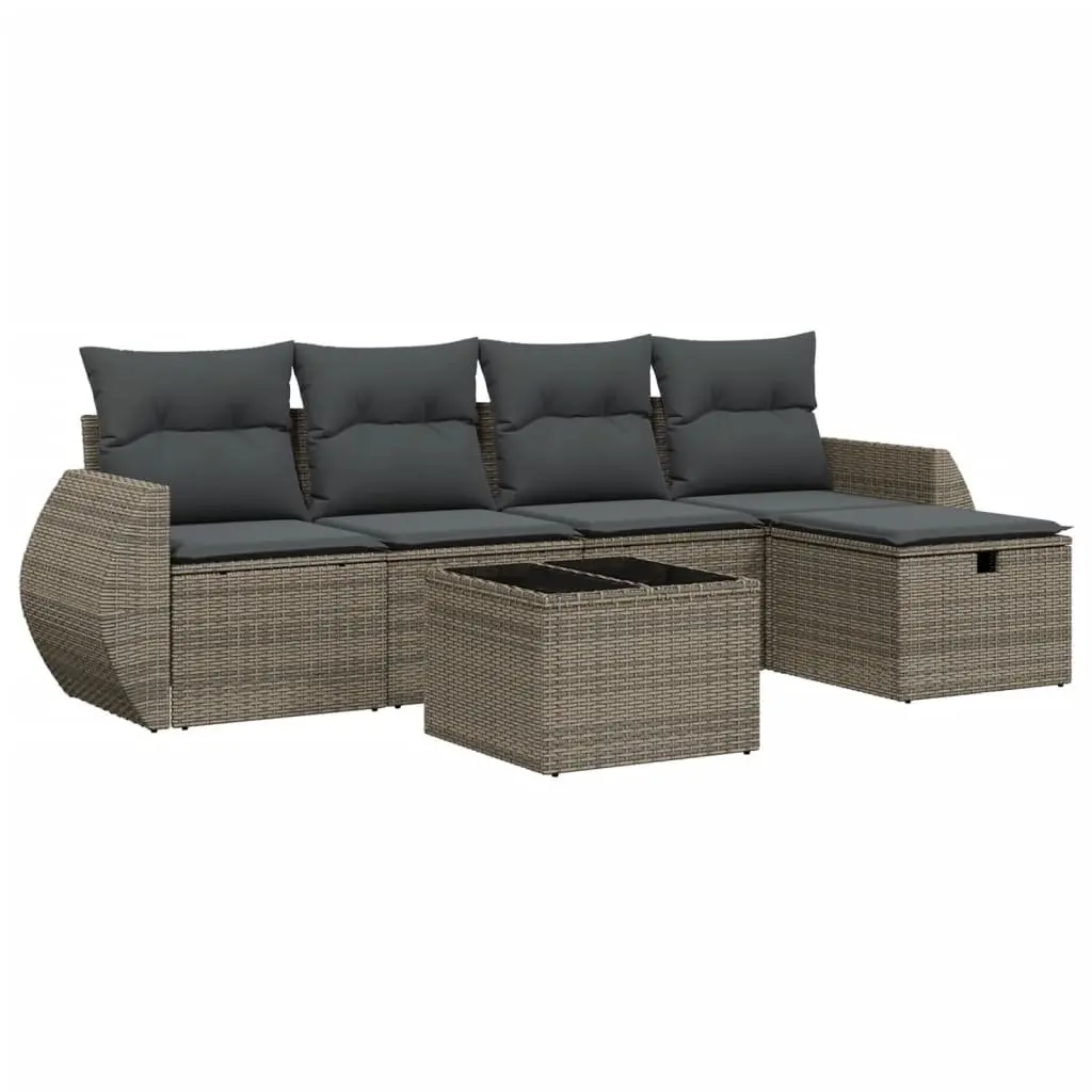 Garden Sofa Set Grey 6 Piece Modular Outdoor Patio Furniture