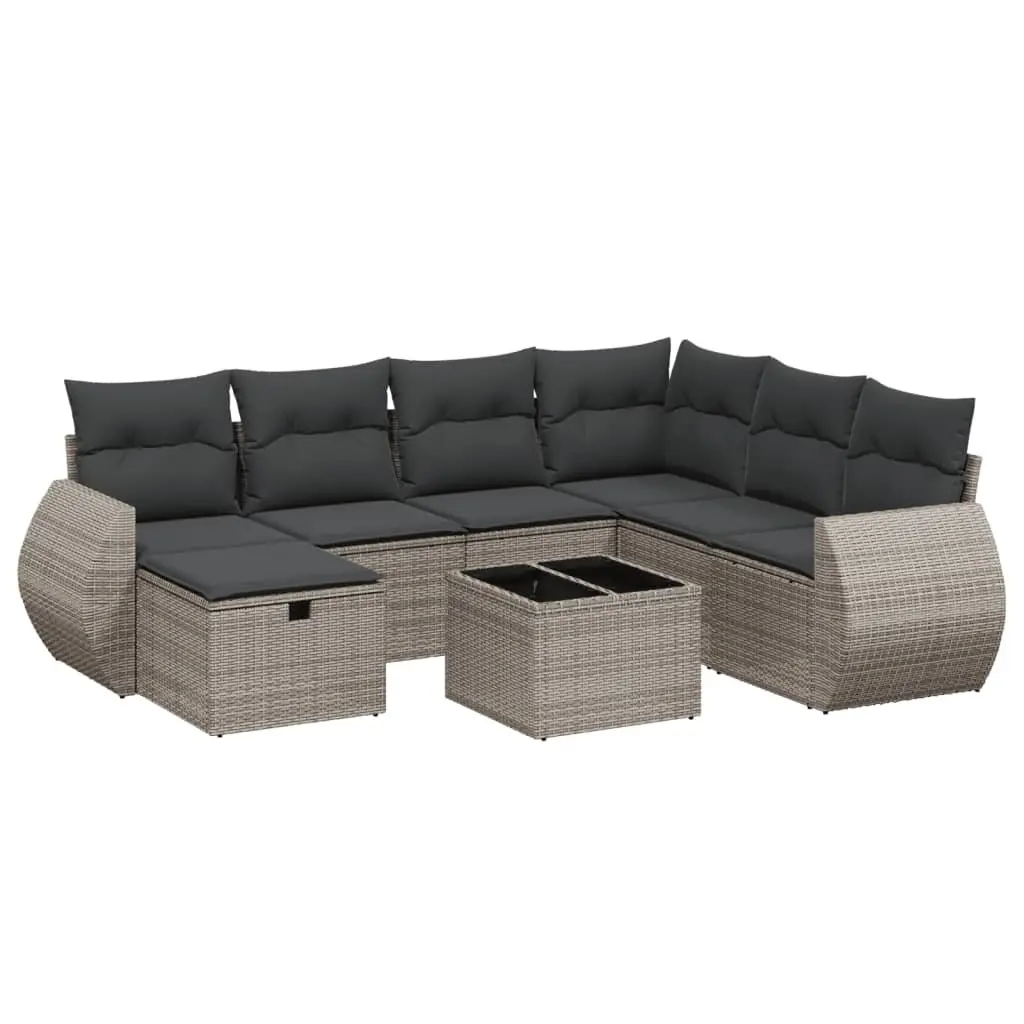 Garden Sofa Set 8 Piece Outdoor Furniture Patio Seating Grey with Cushions Table