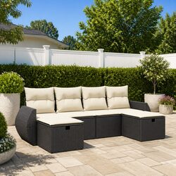 Stylish 6 Piece Black Garden Sofa Set for Outdoor Living