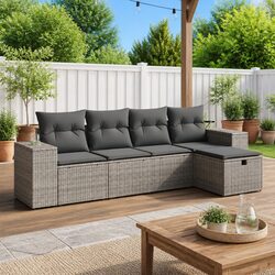 5 Piece Grey Garden Sofa Set: Stylish and Comfortable
