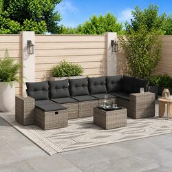 Concise 8-Piece Grey Outdoor Sofa Set