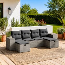 Concise 6-Piece Grey Outdoor Sofa Set for Comfort